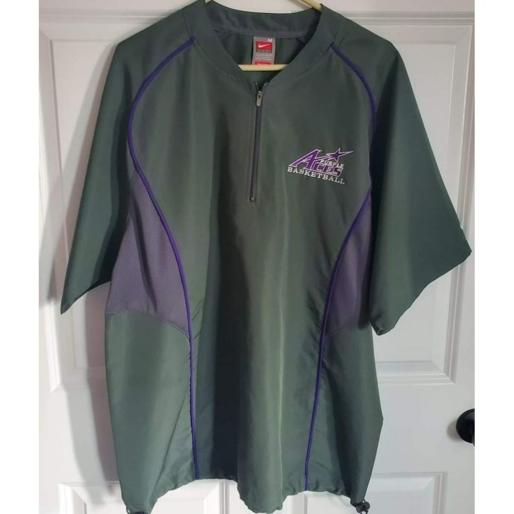 Nike Team Fit Dry Pullover Green/Purple Evansville Aces Basketball Team Medium